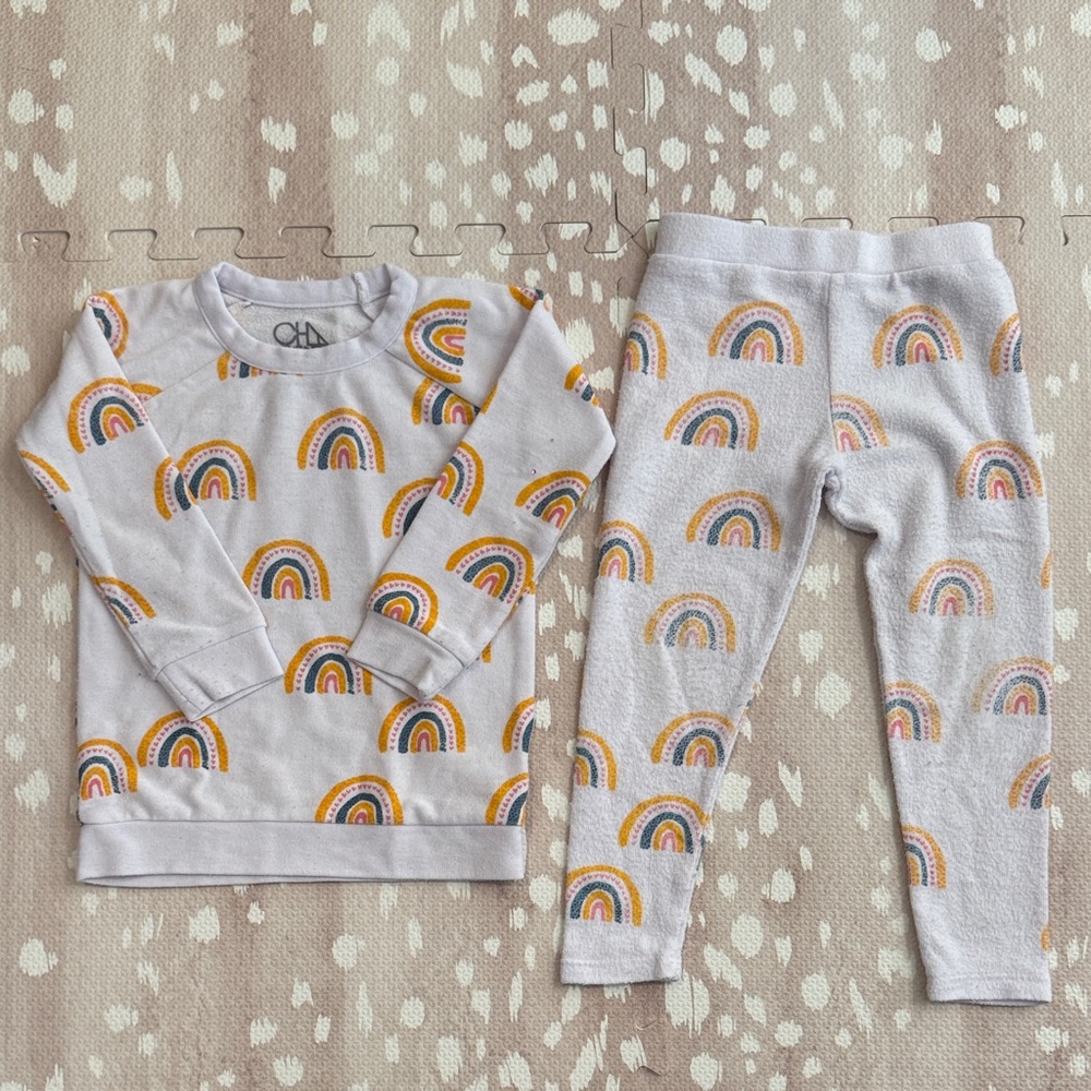 Chaser Kids Rainbow Sweatshirt & Jogger Set Size 3 | White Rainbow Play Set